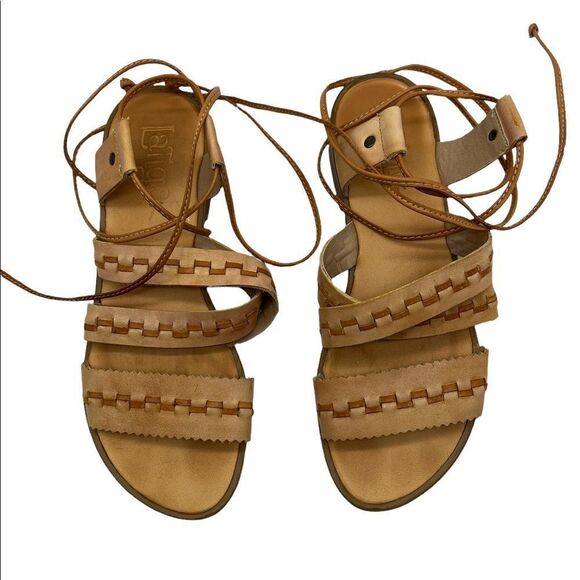 LATIGO Natural Leather Gem Ankle Tie Sandals 8.5 - Picture 3 of 5